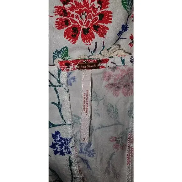 New Free People Miss Lizzy Floral Corset Top $98 SIZE 2 White Zip Lace Detail - Picture 8 of 8